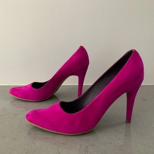 Hot Pink Suede 90s Pumps US 9